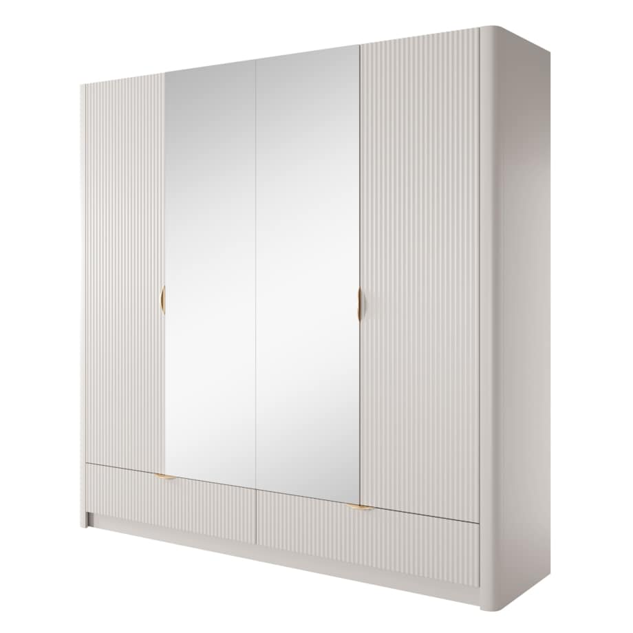 Szafa Duża Ryflowana LENA z lustrem, beżowa