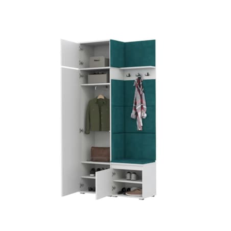 Garderoba z nadstawką i siedziskiem SINGAPUR 104 biała/zielona