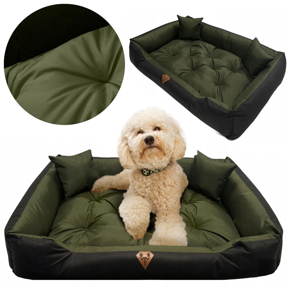 Legowisko Dla Psa Kanapa Posłanie 100X75 Cm Wodoodporne Poduszki Pikowane Zielone