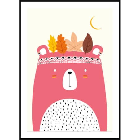 Poster Story, Plakat, Obraz - Różowy Miś Wódz, wymiary 70 x 100 cm