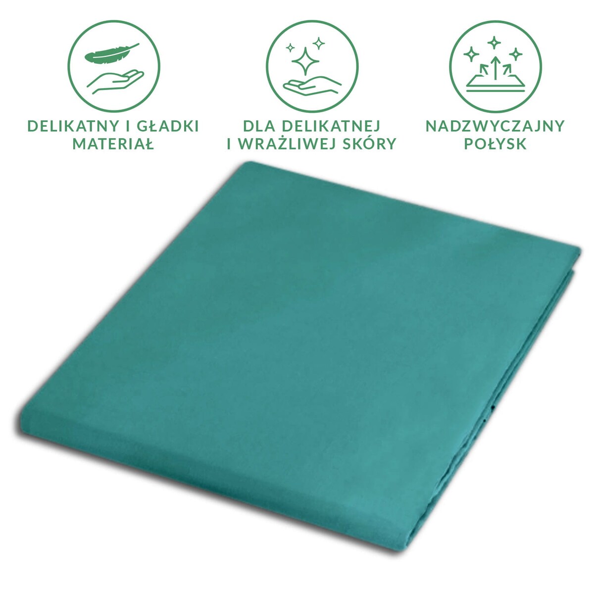 Prześcieradło satynowe bez gumki 200x220 kolor Ciemny turkus