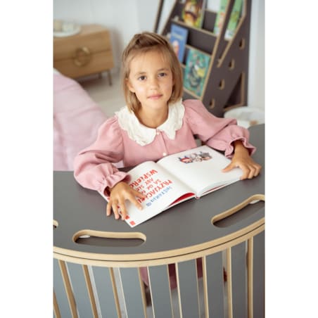 3w1 DUŻY bujak montessori z uchwytami + DUŻA zjeżdżalnia DRABINKA + blat - szary