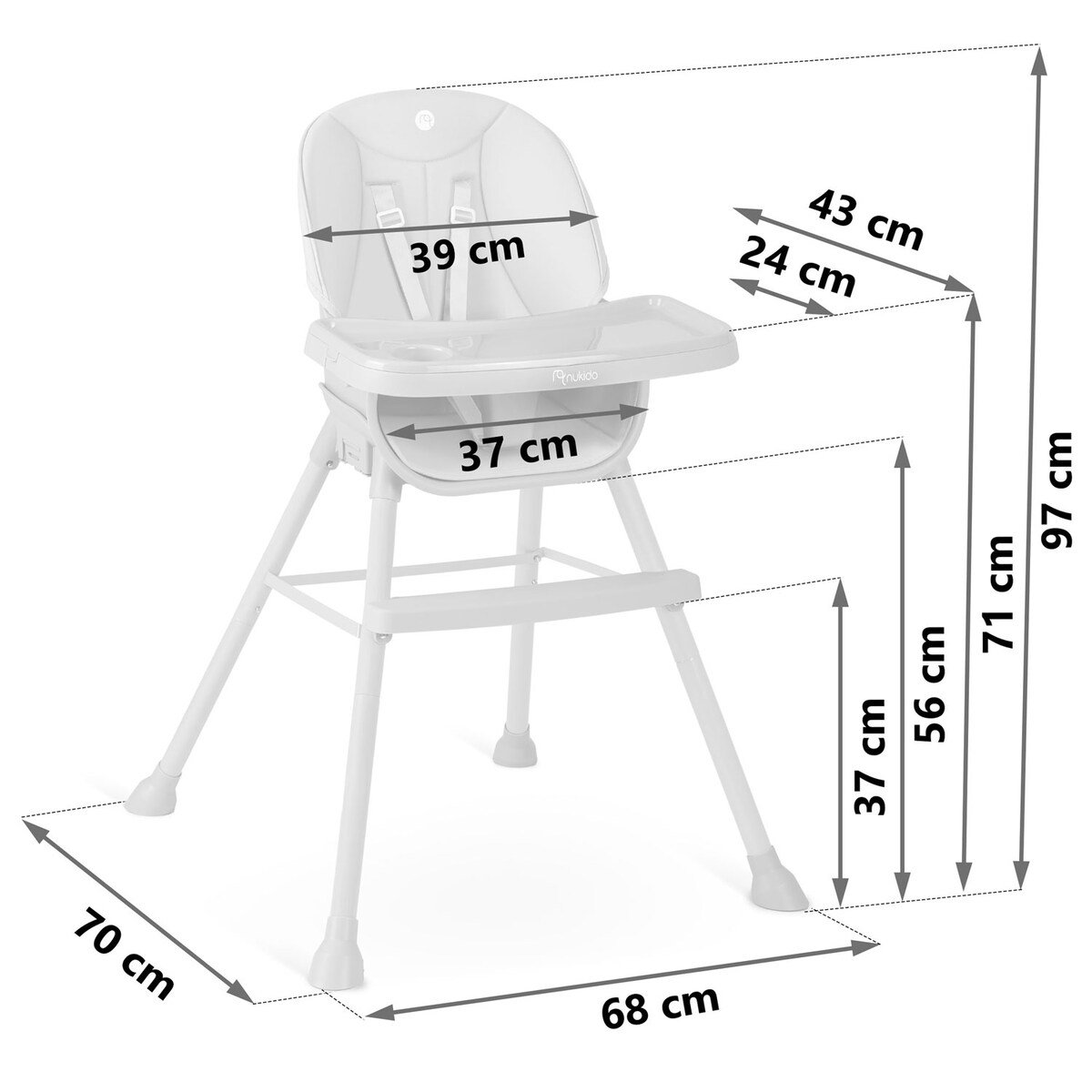 Krzesełko do karmienia dla dzieci regulowane fotelik Nukido