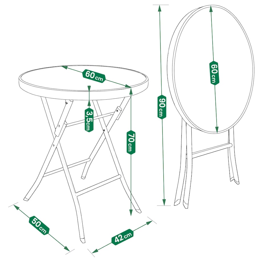 Zestaw mebli ogrodowych JUMI na balkon stół 2 krzesła