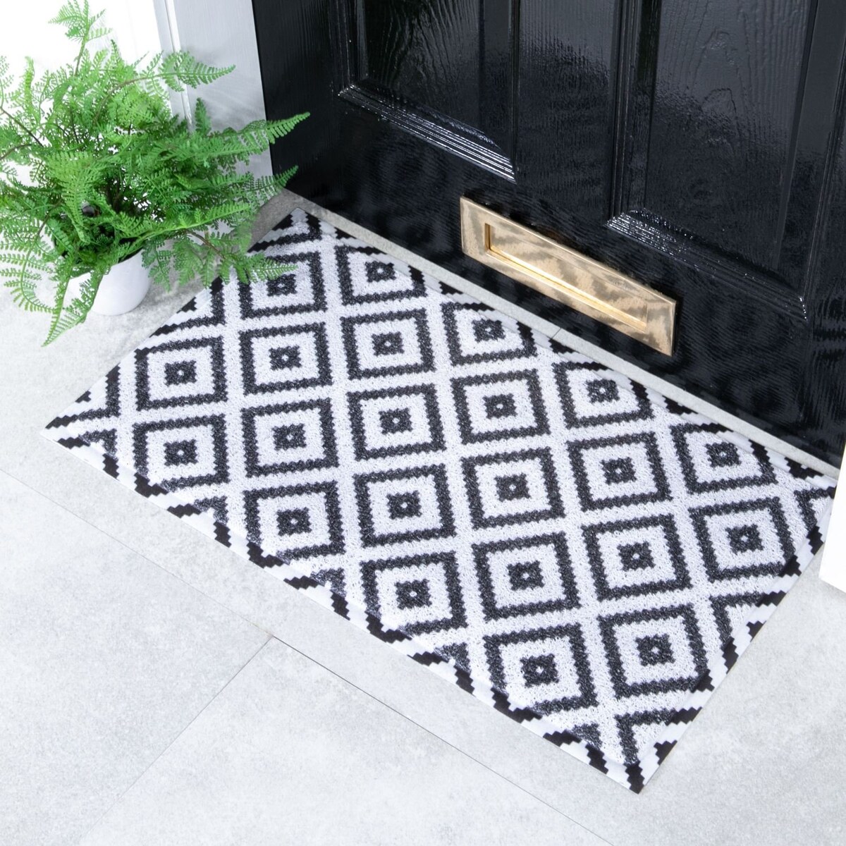 Wycieraczka Diamond Black do wnętrz i na zewnątrz – (70 x 40 cm)