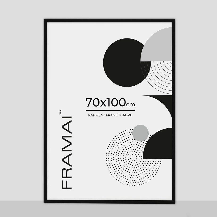 Ramka na zdjęcia 70x100 cm czarna rama MDF z plexi do powieszenia pion poziom klasyczna ramka prostokątna