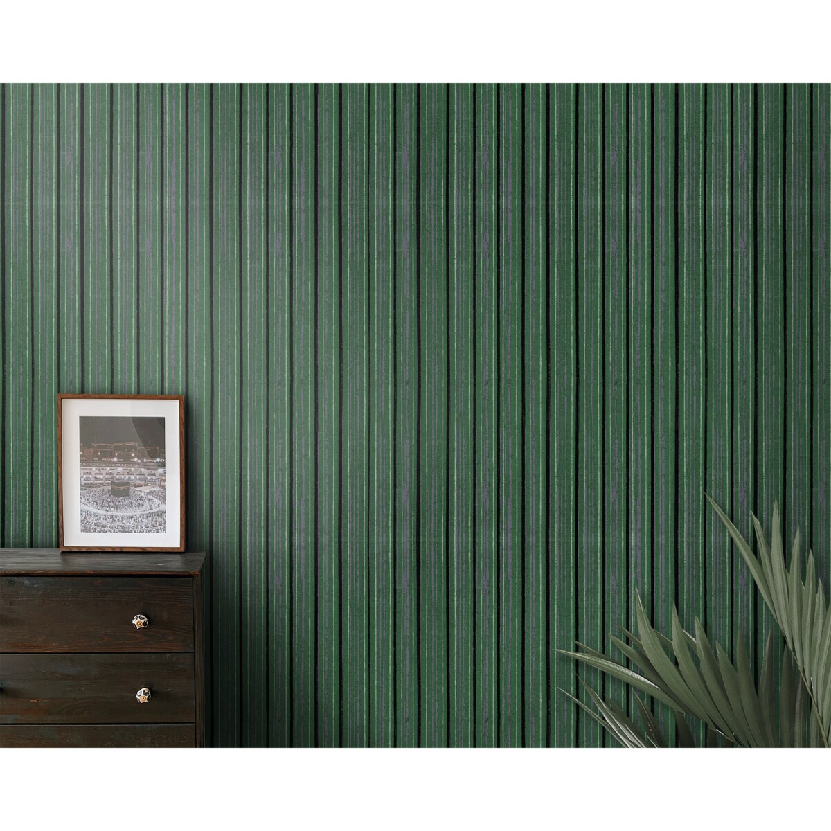 Tapeta Zielone paski, 416x254cm