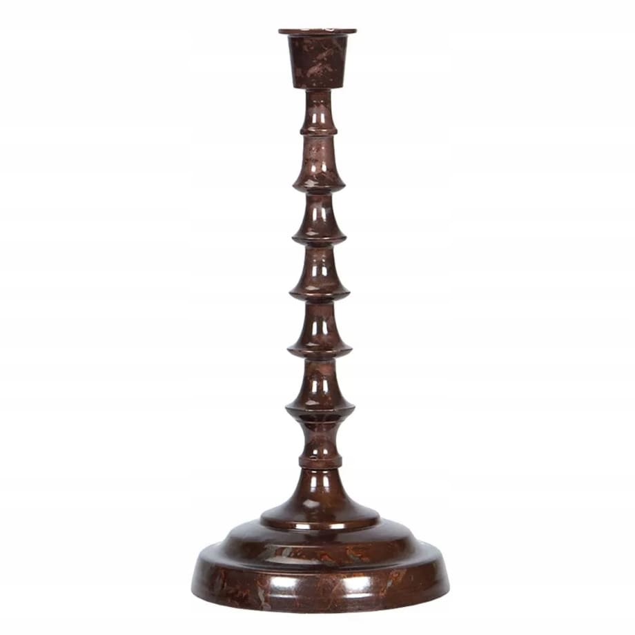 ŚWIECZNIK STYL LOFT kandelabr rdzawy brąz metalowy wys. 25cm