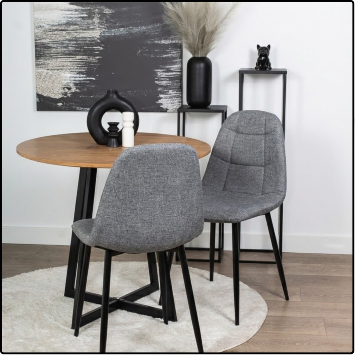 Krzesło tapicerowane pikowane szare z tkaniny wygodne nowoczesne do kuchni