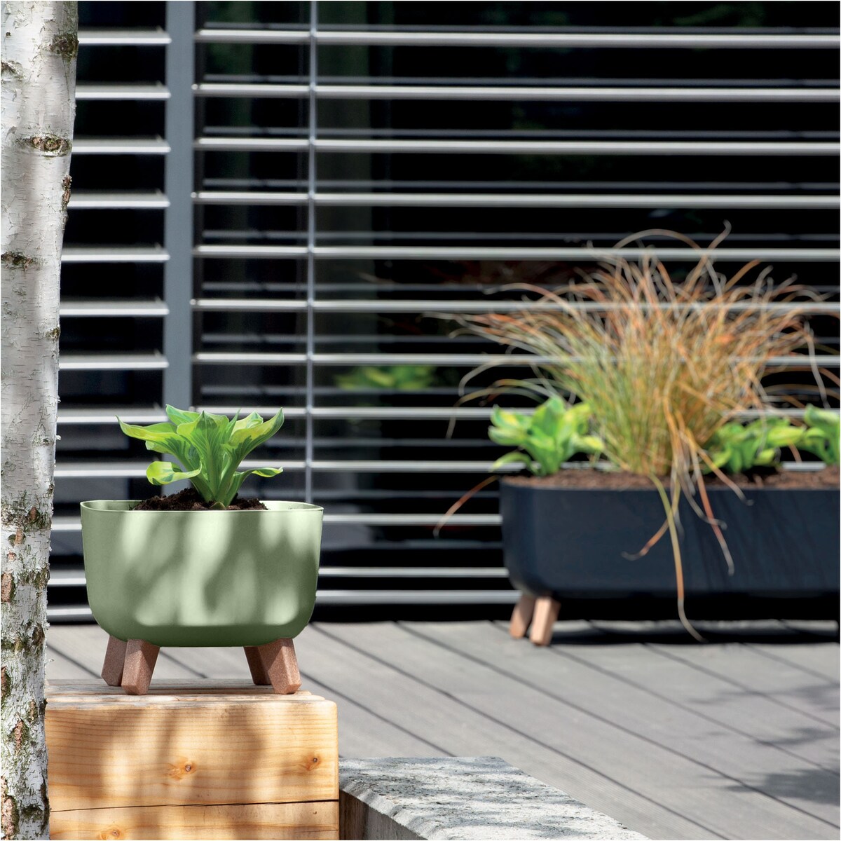 Doniczka Donica Ogrodowa 24/29/39 Cm Zestaw Na Nóżkach Na Taras Do Ogrodu Domu Zielona