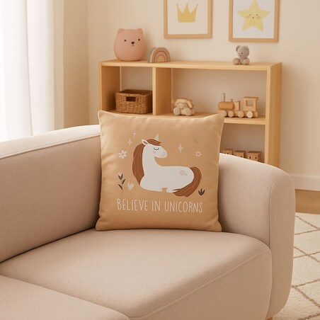 Poduszka dekoracyjna z jednorożcem, 40 x 40 cm