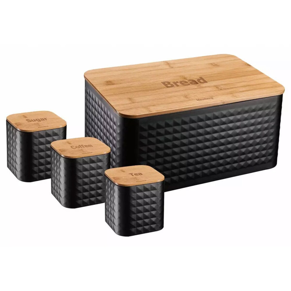 Chlebak w zestawie z 3 pojemnikami pojemnik na chleb pieczywo czarny KLAUSBERG