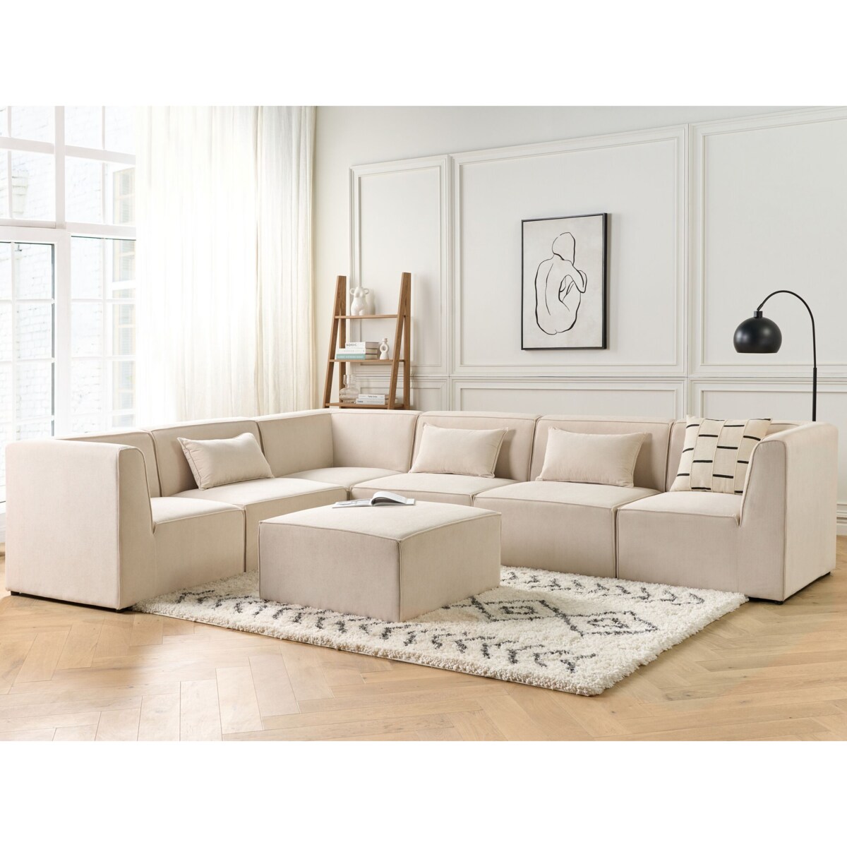 Moduł narożny sztruksowy beżowy LEMVIG