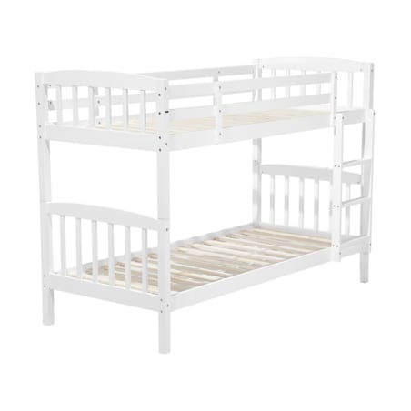 Łóżko piętrowe drewniane 90 x 200 cm białe REVIN