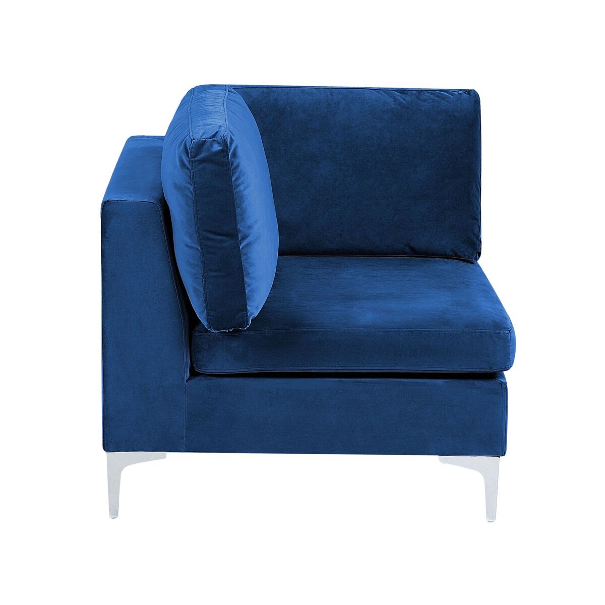 Sofa modułowa 3-osobowa z otomaną welurowa niebieska EVJA