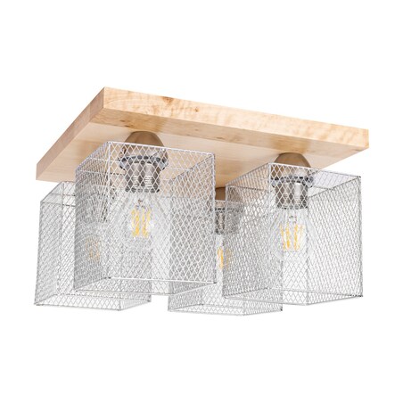 Drewniana Lampa Sufitowa BRITOP Lighting Norman 4xE27 Max.25W Naturalna Brzoza FSC z Akcentem Chromu, Polski Producent 1 szt.