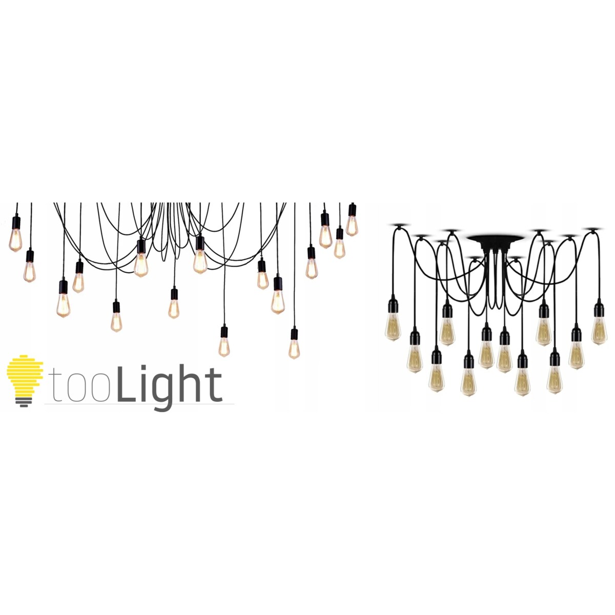 Lampa Sufitowa Wisząca Żyrandol Pająk 12 E27 Black