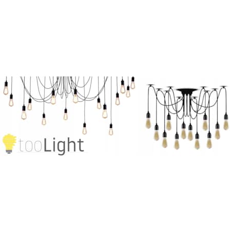 Lampa Sufitowa Wisząca Żyrandol Pająk 12 E27 Black