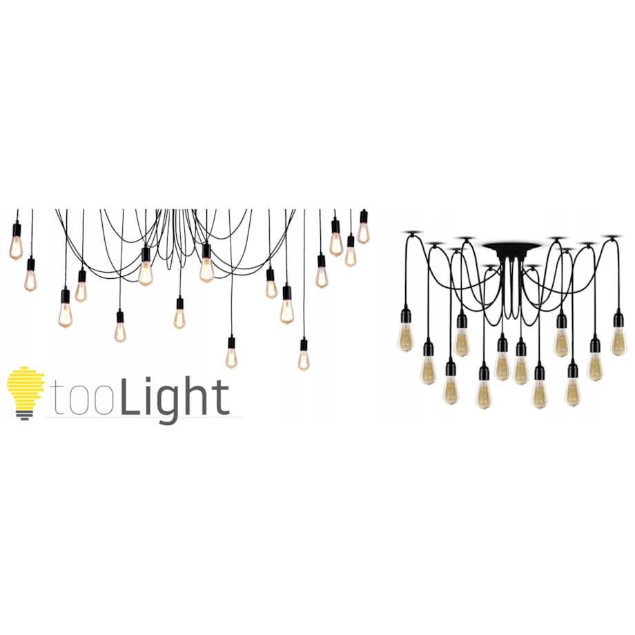 Lampa Sufitowa Wisząca Żyrandol Pająk 12 E27 Black