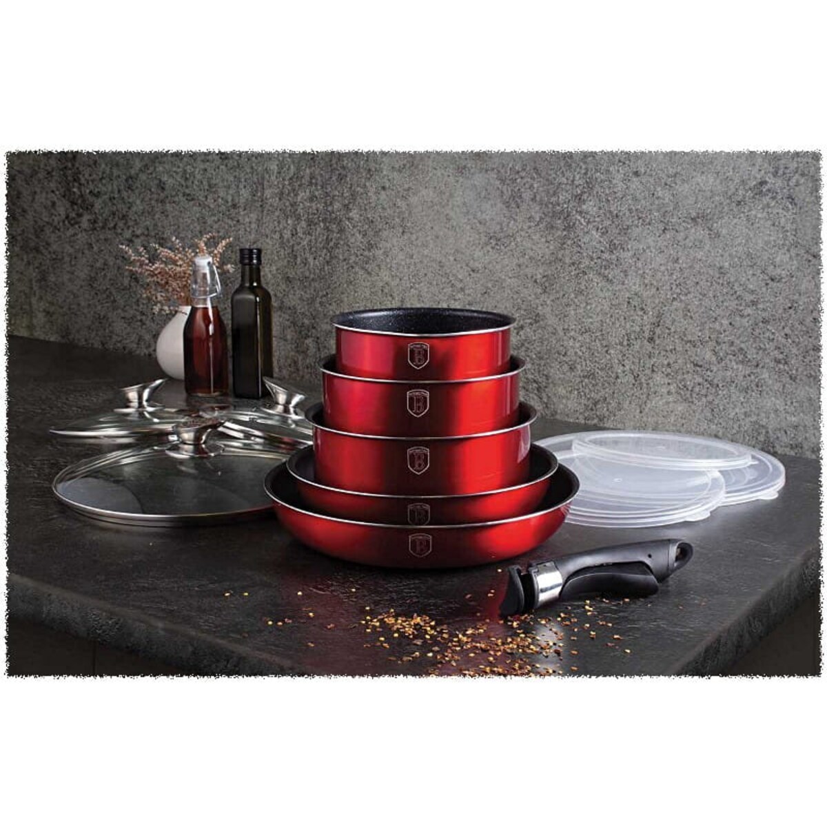Zestaw 12 elementów garnki, patelnie, akcesoria BerlingerHaus BH-1674