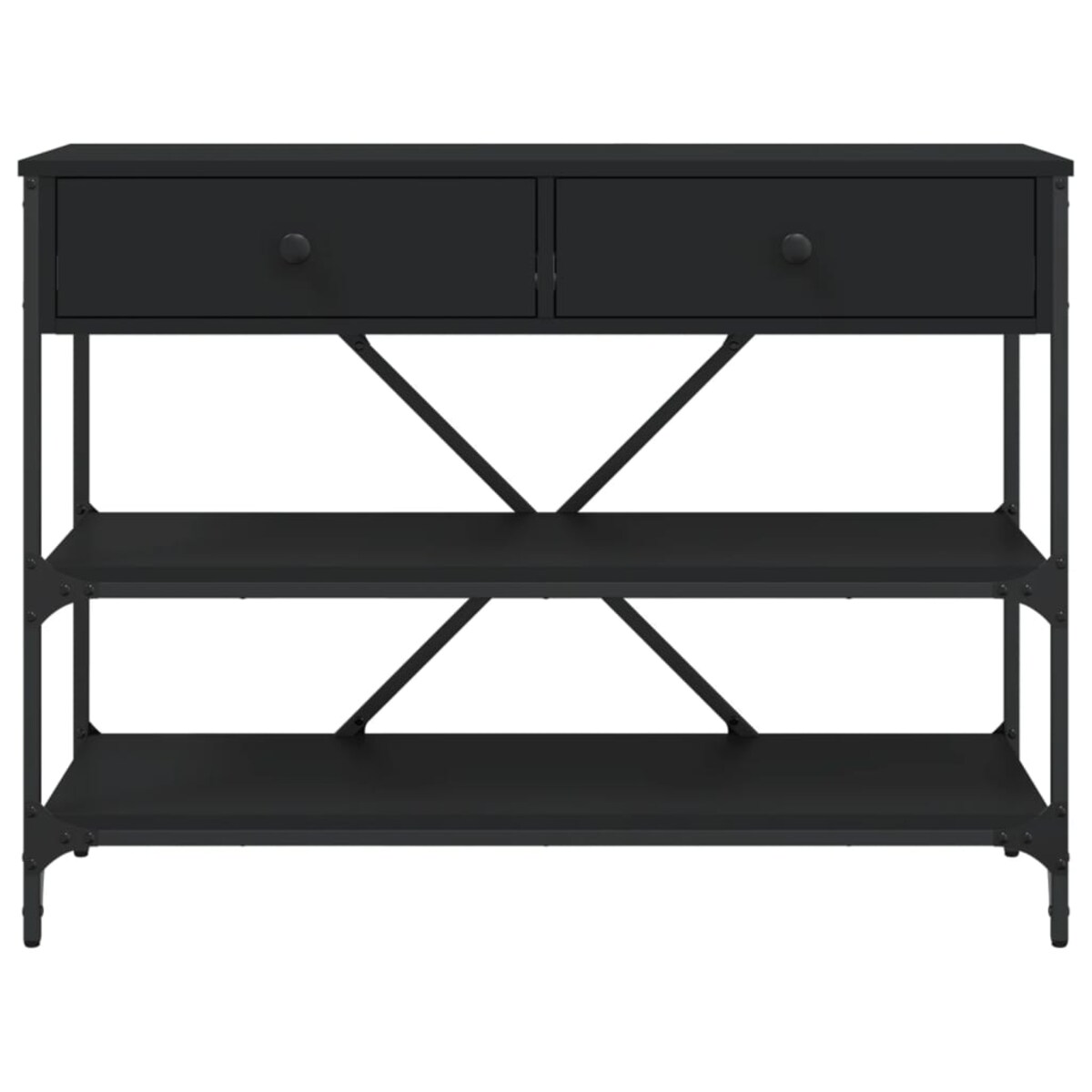 vidaXL Stolik konsolowy z szufladami i półkami, czarny