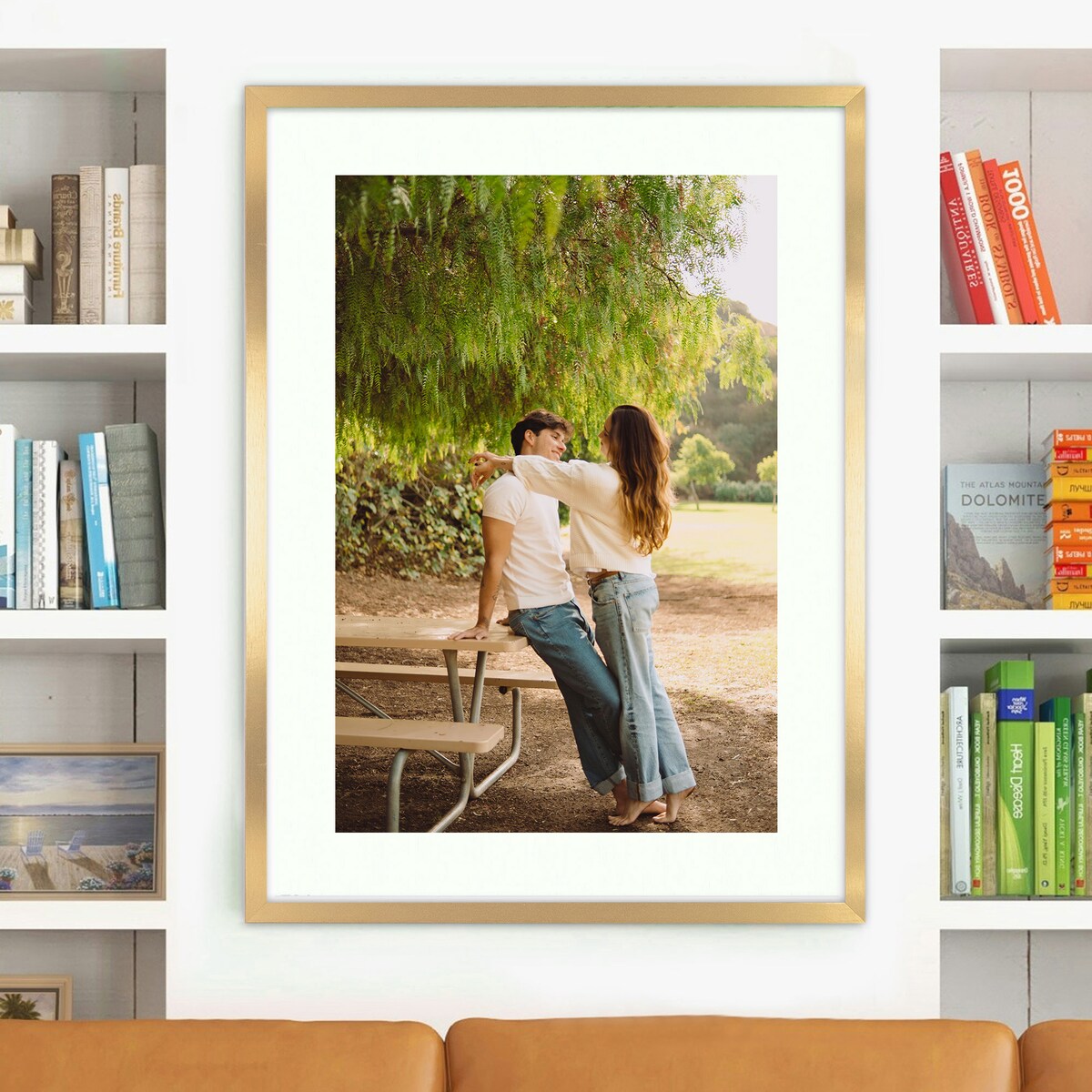 Ramka na zdjęcia 60x80 cm złota rama MDF z plexi do powieszenia pion poziom klasyczna prostokątna ramka FRAMAI®