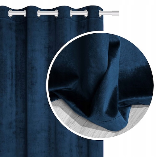 Granatowa Zasłona Welurowa 140x250 Velvet Soft