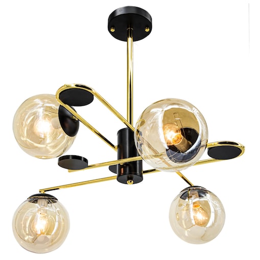Przysufitowa lampa industrialna Agrafka 6302/4 BL TR molekuły czarne złote