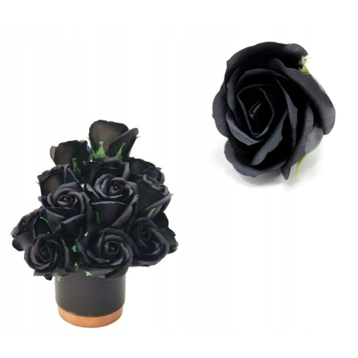 BUKIET CZARNE MYDLANE WIECZNE RÓŻE na smutek żal pamiętamy dekoracja box