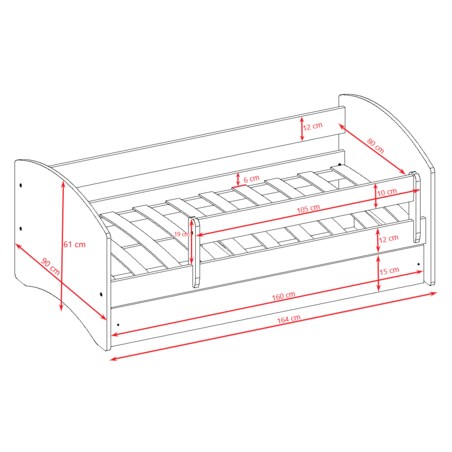 Łóżko babydreams białe bez wzoru z szufladą materac 160/80