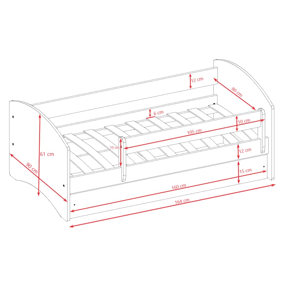 Łóżko babydreams białe bez wzoru z szufladą materac 160/80