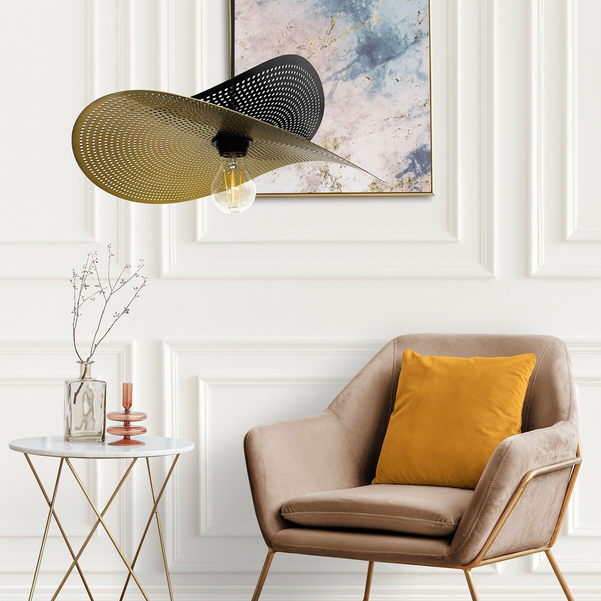 Lampa Sufitowa Wisząca App1471-1Cp Czarny Złoty, Metal
