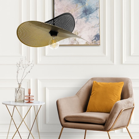 Lampa Sufitowa Wisząca App1471-1Cp Czarny Złoty, Metal