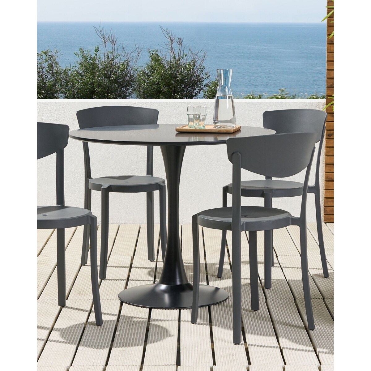 Zestaw 4 krzeseł do jadalni ciemnoszary VIESTE