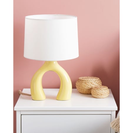 Lampa stołowa ceramiczna żółta ABBIE