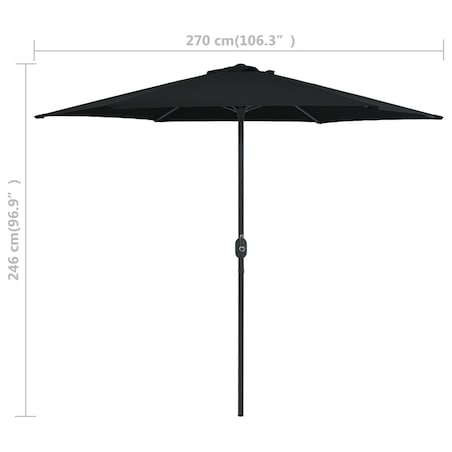 vidaXL Parasol ogrodowy na aluminiowym słupku, 270x246 cm, czarny