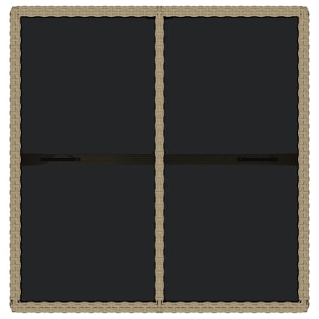 vidaXL Stół ogrodowy, beżowy, 109x107x74 cm, polirattan i szkło