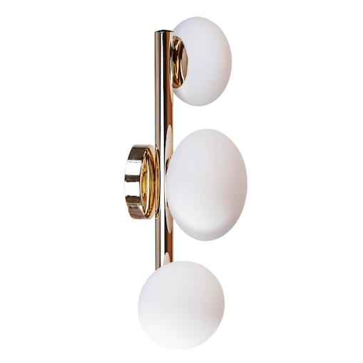 Potrójny kinkiet ścienny Omi 1179 Zumaline kulista do pokoju złota biała