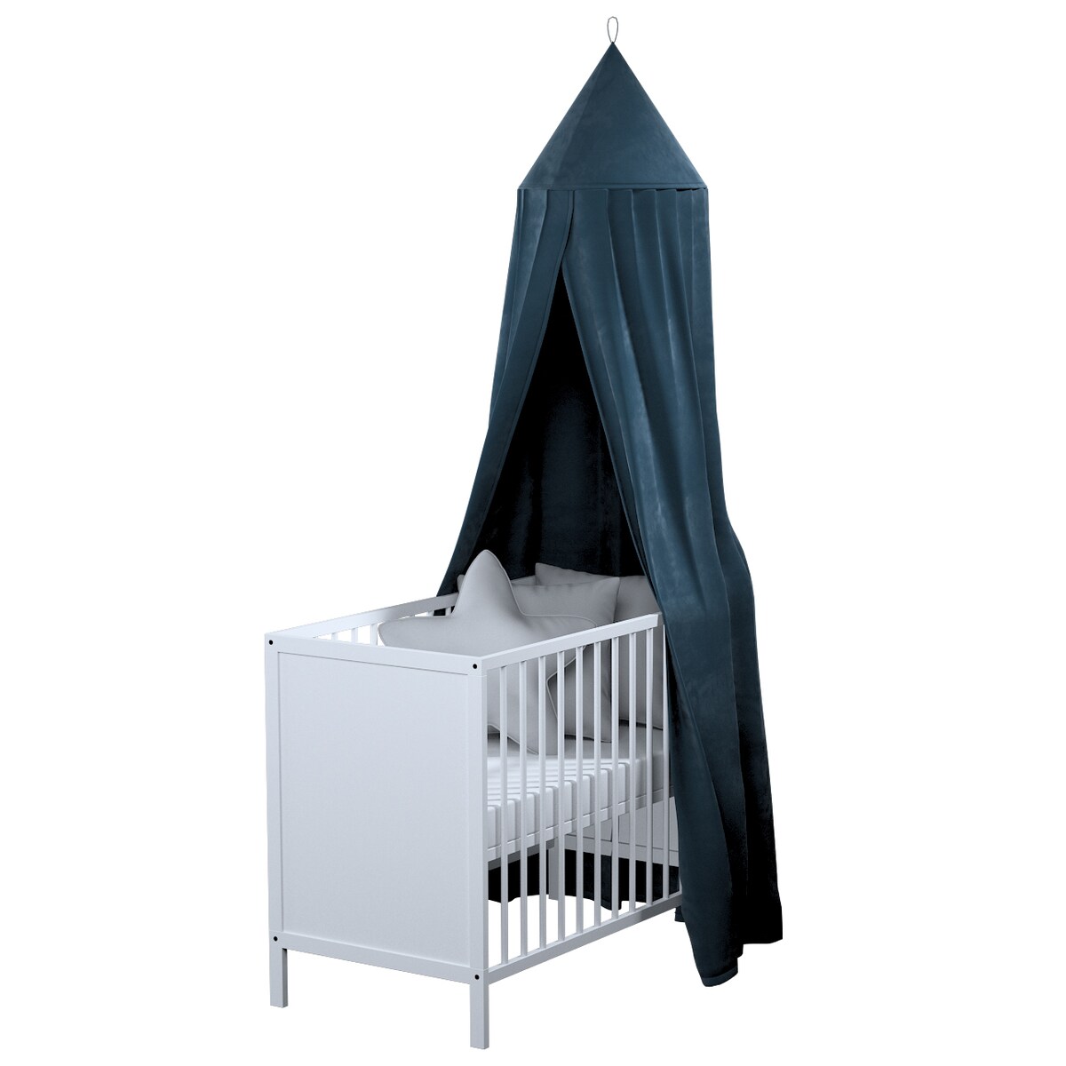 Baldachim do łóżeczka, pruski błękit, fi 50cmx230cm, Posh Velvet