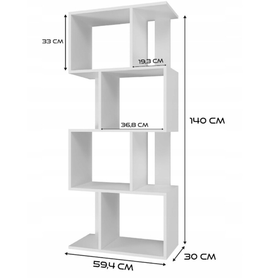 Regał otwarty stojący biały półka szafka biblioteczka nowoczesny loft 140cm