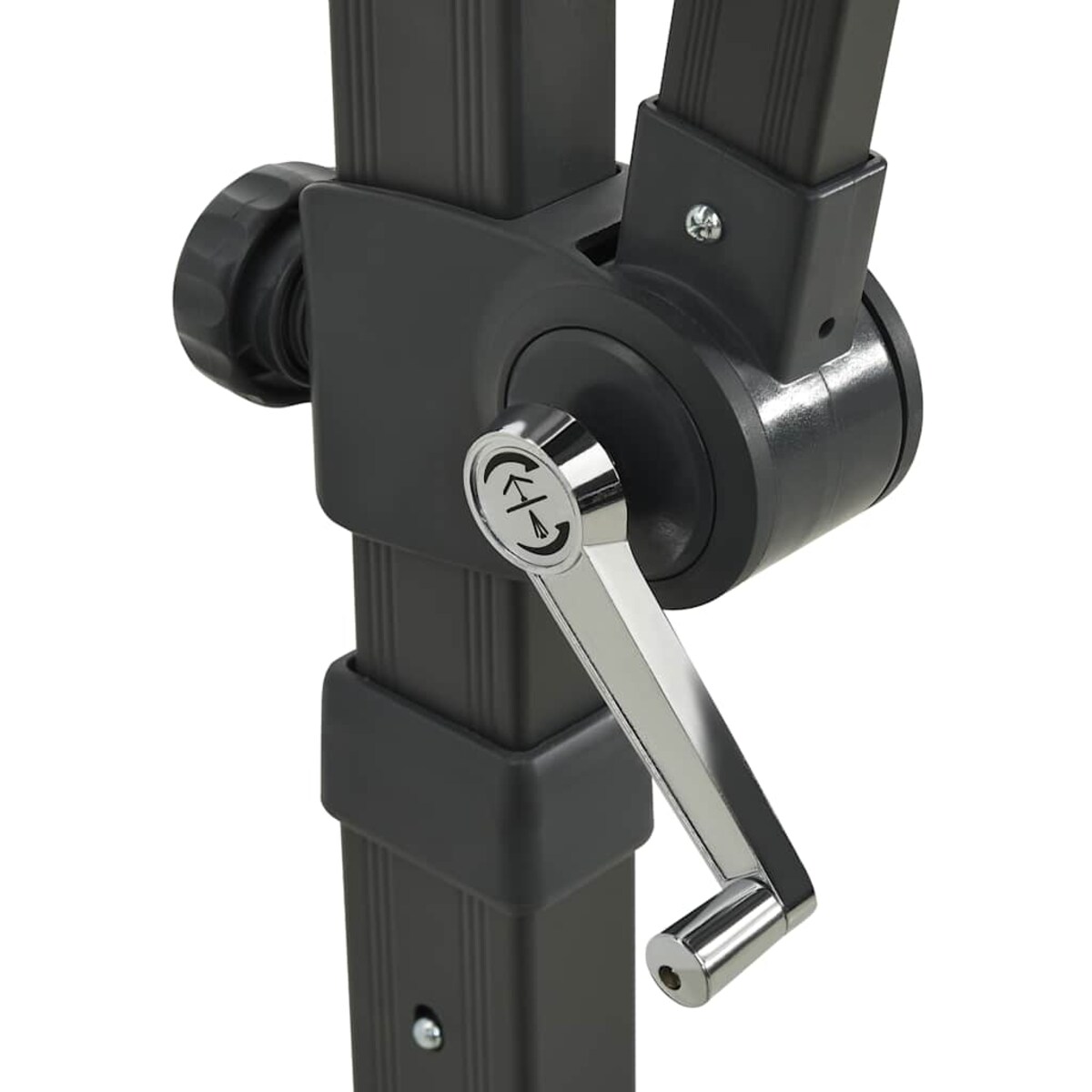 vidaXL Parasol wiszący z lampkami LED i słupkiem, 250 cm, czarny