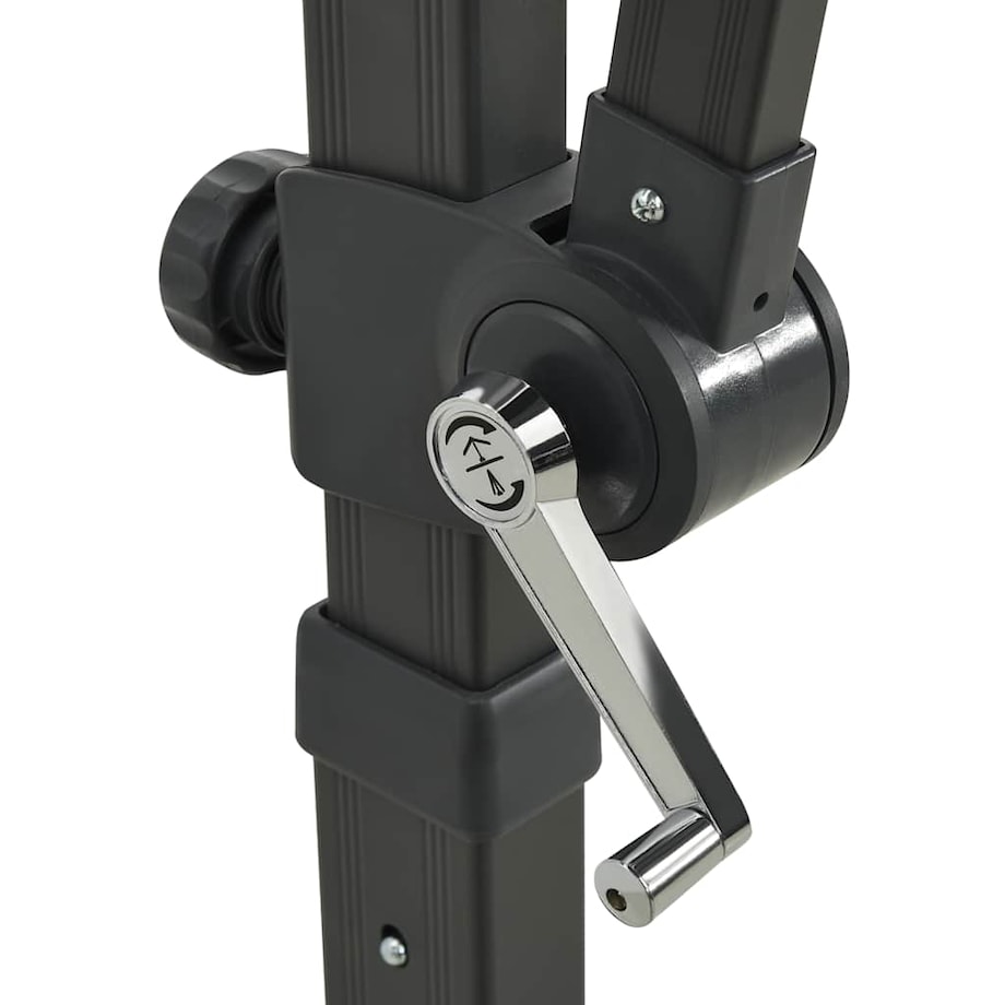 vidaXL Parasol wiszący z lampkami LED i słupkiem, 250 cm, czarny