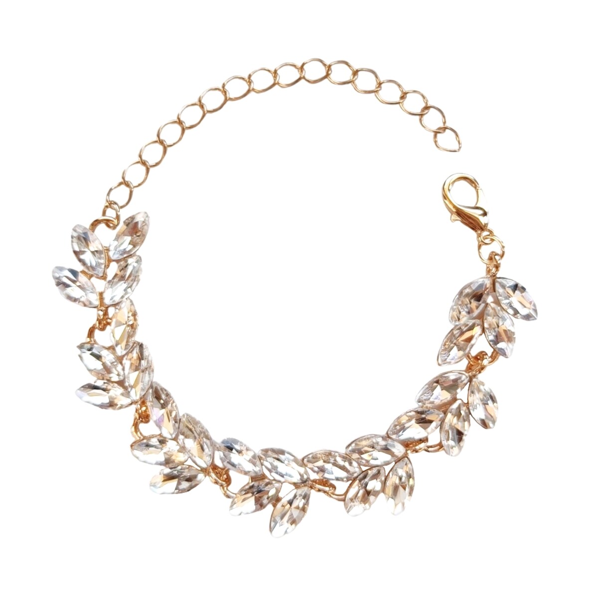 Złota kryształowa bransoletka ŚLUB wesele z cyrkoniami błyszczy wizytowa