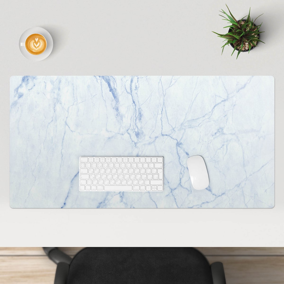 Biała mata na biurko Marmurowe żyłki, 100x50 cm