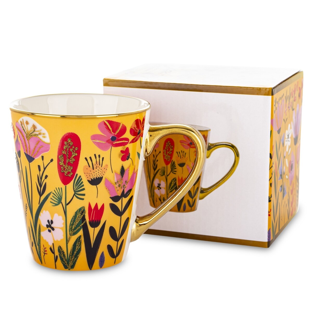 Kubek porcelanowy 300 ml 10x12,5x9 cm BLUMEN-I small żółty