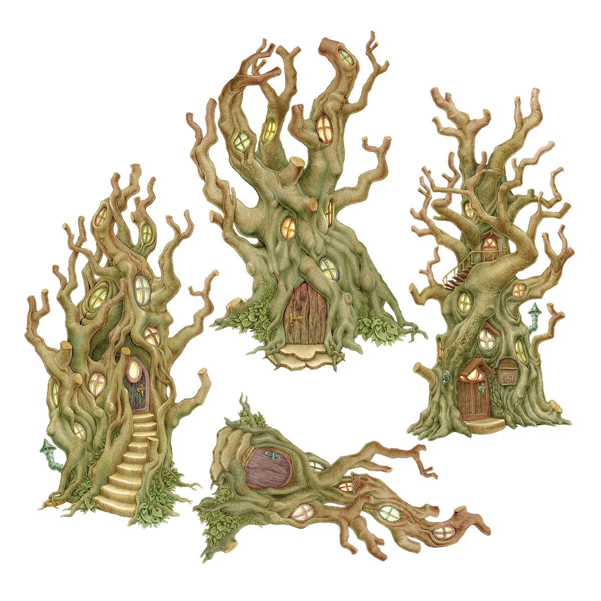 Zestaw naklejek na ścianę, Magiczne domy, 80cm