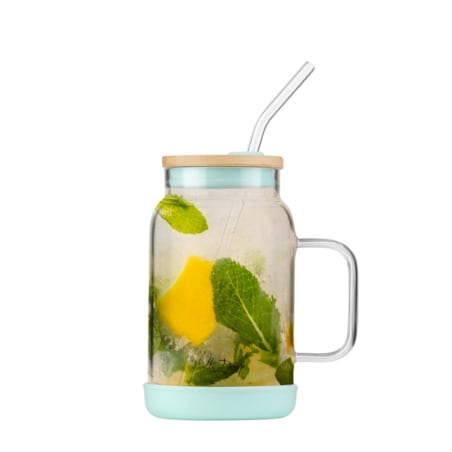 Słoik ze słomką 600 ml miętowy Fuori 29859
