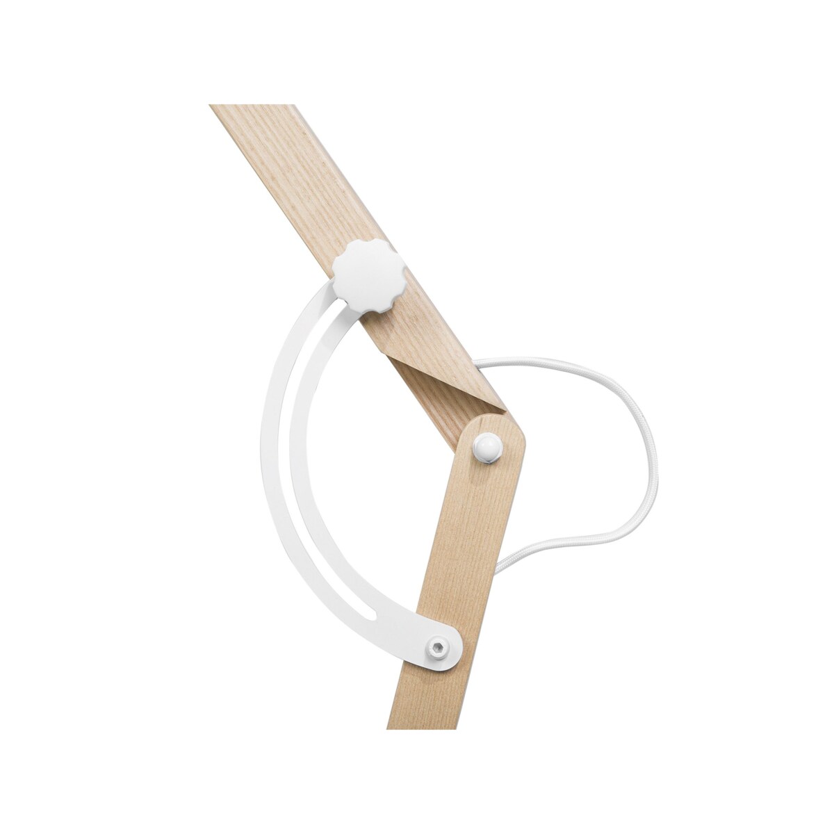 Lampa podłogowa regulowana drewniana biała HETTON