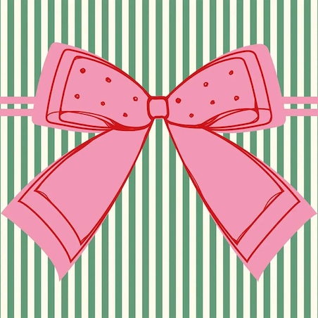 Podkładki świąteczne - Kokardka - zielone paski