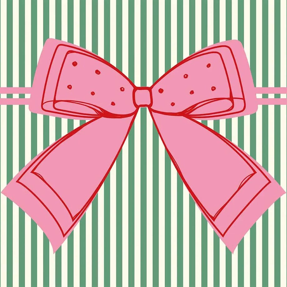 Podkładki świąteczne - Kokardka - zielone paski